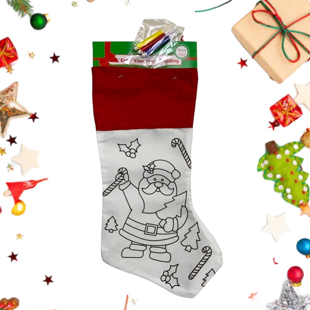 Christmas Stocking Color Your Own Stocking Kit With Fabric Markers 17 inches - Picture 14 of 14